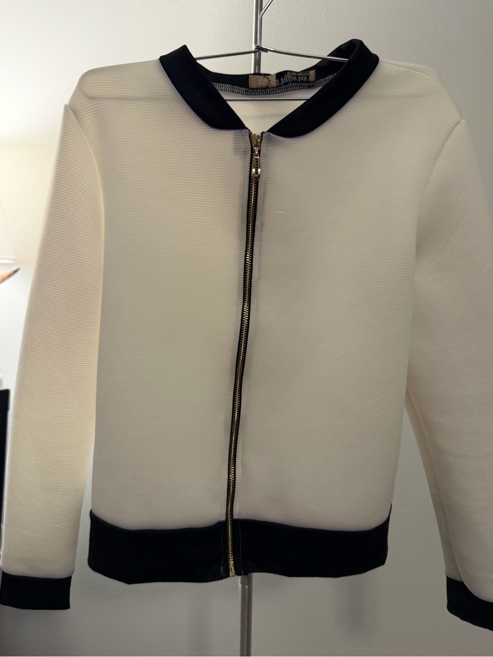 Hybrid & Company White Bomber Jacket with Black Trim - Picture 2 of 3